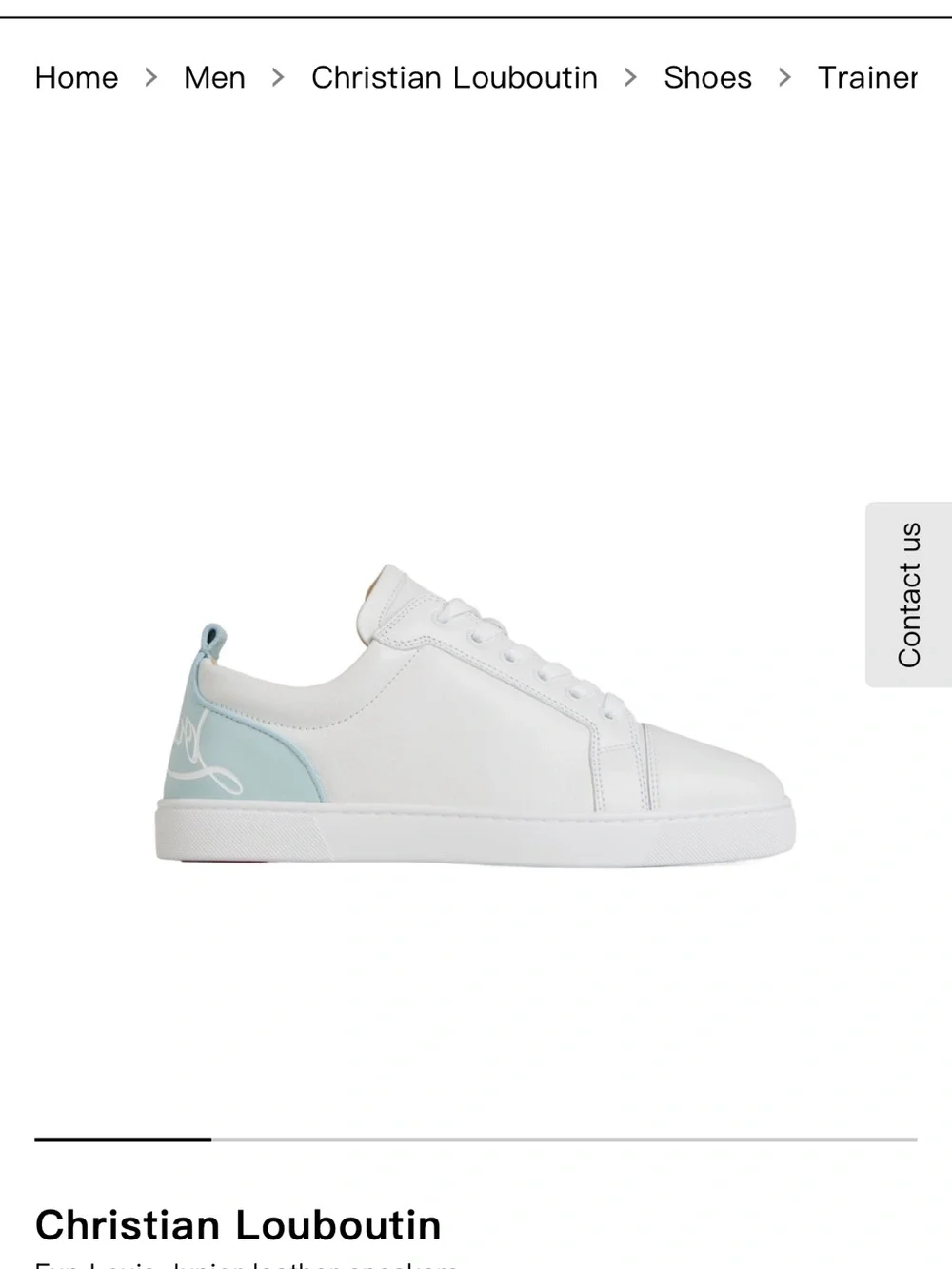 Christian Louboutin White Sneakers with Light Blue Heel Accent
